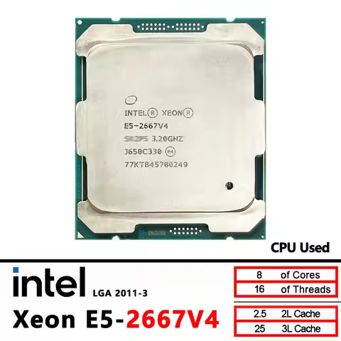 Intel Xeon E5 2667 V4 E5-2667V4 Used 3.2GHz 8-Core 16-Thread CPU Processor L3=25M 135W LGA 2011-3