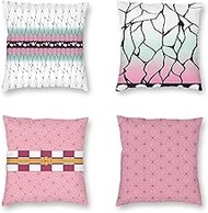 Cushion Covers, 65x65cm Set of 4, Pink Geometry Soft Velvet Throw Pillow Cases 26x26in, Square Sofa Cushion Cover with Invisible Zipper for Couch Bed Car Bedroom Home Decor