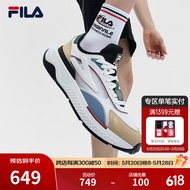 FILA斐乐官方男鞋PIONIERE摩登运动鞋2024夏季新款休闲鞋跑步鞋 明亮白/米黄色-BB 42