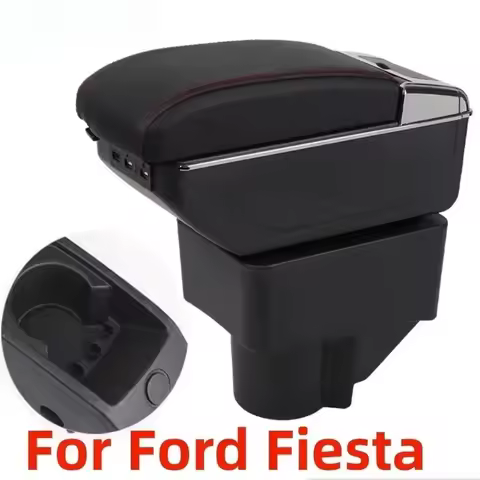 New luxury For Ford Fiesta Armrest Box For Ford Fiesta 3 Car Armrest 2011-2018 Car Accessories PU Le
