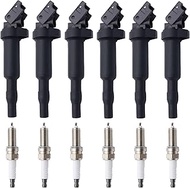 UF592 Ignition Coil Iridium Spark Plugs Set of 6 Compatible with BMW 135i 335i 435i 535i 640i 740i 7