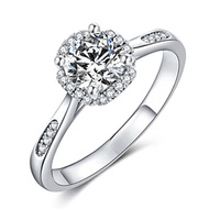 S925 silver, flower ring, imitation moissanite ring, group setting diamond ring, real diamond, first