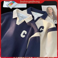 V-neck Polo Shirt Sweater Men 2022 Autumn New Waffle Long Sleeve Collar T Shirt Couple Models Korean