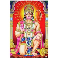Jai Hanuman Ashirwad Golden Zari Art Work Photo Poster Big Without Framees Religious Decor