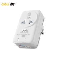 Deli Adapter Plug Converter USB-A/USB-C Fast Charging 12W 20W Maximum Power 2500W EU Universal