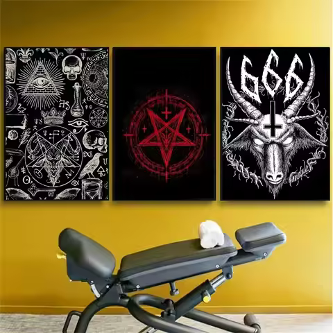 Pentagram 666 Demonic Satanic Poster No Framed Kraft Club Bar Paper Vintage Poster Wall Art Painting