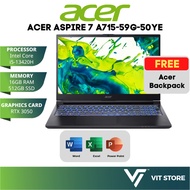 ACER ASPIRE 7 A715-59G-50YE BLACK i5-13420H RTX3050 6GD6 16GD4 DDR4 512GB SSD 15.6" FHD 144Hz W11 2Y