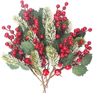 10 Pack Christmas Artificial Berry Twigs for Tree Decoration, DIY Red Berry Stems for Crafts Wreath 