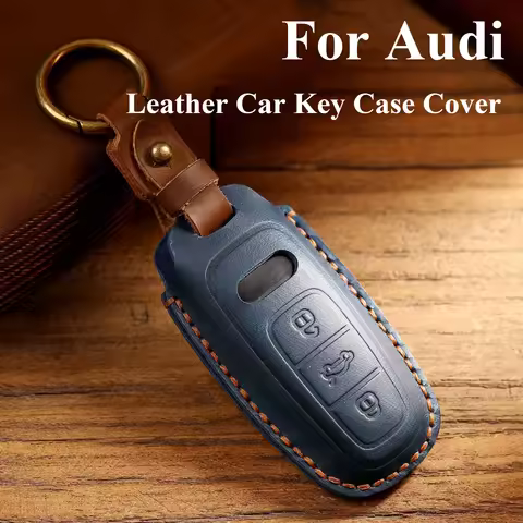 Car Key Case Cover For Audi A3 A4 A5 A7 A6 C8 Q8 Q7 Q5 Q4 Q3 Leather Keychain Shell Cover Fob