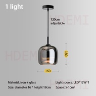 Glass Pendant Light 1/3 Head Lights LED 3 Colors Hanging Lamp For Dining Room Bedroom Modern Indoor