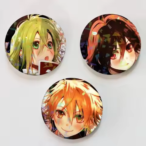 Otome Game Amnesia Memories Round Badge for Backpack Accessories Laser Lapel Pins Jewelry Gifts