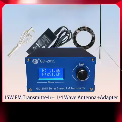 Gold seller GD-2015-ALL-50W 15W FM Broadcast Radio Transmitter + 50w 1/4wave Antenna + Coaxial Cable