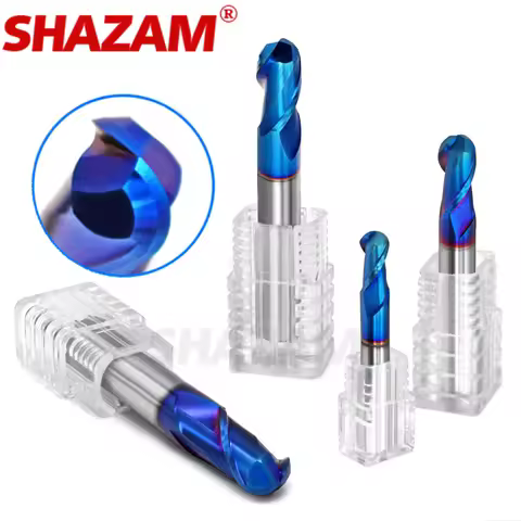 SHAZAM HRC70 Blue Nano Coating Milling Cutter 2-Flute Tungsten Steel Carbide CNC Machine Machining B