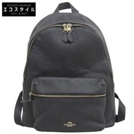 二手蔻馳（Coach）鵝卵石紋CharlieCharlie雙肩包，女款，黑色配金色五金，F38288