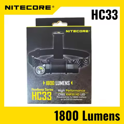 NITECORE max 1800 lumens HC33 Portable Headlamp EDC beam throw 187 meter headlight 8 working modes c