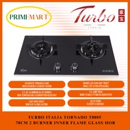TURBO ITALIA TORNADO T8805 78CM 2 BURNER INNER FLAME GLASS HOB + 1 YEAR WARRANTY + FREE INSTALL