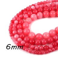6Mm 8Mm 10Mm 12MmสีแดงลายRhodochrositeลูกปัดหินสีฟ้าธรรมชาติรอบหลวมSpacerลูกปัดสำหรับDIYเครื่องประดั