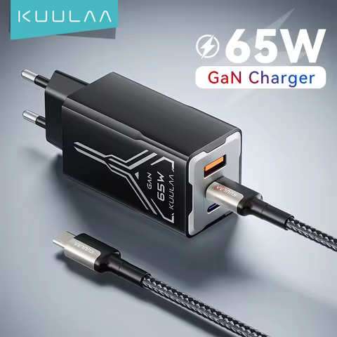 KUULAA 65W GaN Charger Type C Quick Charge 4.0 3.0 PD USB Charger for iPhone16 15 14 Pro Max Fast Ch