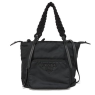 PRADA Tessuto 手提包，黑色，編織手柄，兩用肩包，RFID IC晶片，Logo，金屬，尼龍，Nero 手提包，1BA207 2A6S F0002