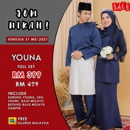 FULL SET BAJU PENGANTIN LELAKI PEREMPUAN | BAJU NIKAH MURAH | BAJU KAHWIN NAVY BLUE PLUSSIZE - YOUNA