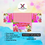 Full Right Tablecloth Banner Es Teler Creamy & Es Kopyor Pingk CustomKiri 240x120 CM