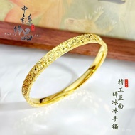 Crushed Ice Ice Three-Sided 6mm Thick Bracelet CNC Ancient Law Sand Gold Seiko Bracelet Crushed Ice 