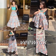 Veewink From Bangkok High-Waisted Floral Skirt A-Line Style Comfortable To Wear Can Be Worn On Many 