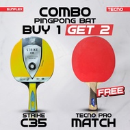 Combo Package Buy 1 Get 2 Table Tennis Ping Pong Bats Sunflex Strike C35 Advanced Plus Ergo Grip Bet