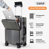 TIYFIY Luggage 20/24 INCH Front Opening Boarding Case Travel Luggage USB Charging Suitcase Multifunc