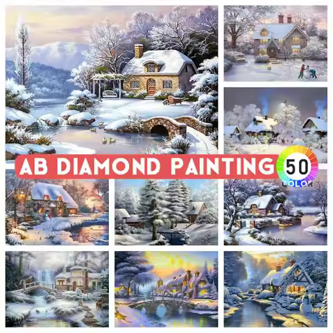 AB Drills DIY Diamond Embroidery Winter Full Square Diamond Painting Landscape Rhinestones Mosaic Cr