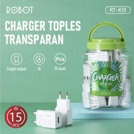 Robot 5V 1A RT-K10 Charger Adapter 1 jar 15 pcs Robot 5V 1 Charger Adapter/ RT K10 15pcs 1 jar Origi