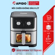 RAPIDO RAF 8.0M Oil-Free Fryer Air Fryer 8 Liter Capacity Safe Non-Stick