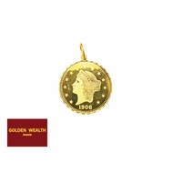 916 Gold Coin Pendant Loket Syiling Emas 916 黃金钱币吊坠..