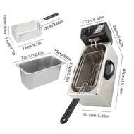 4L/4.2Qt Electric Deep Fryer with Removable Oil Filtration Basket Stainless Steel 60-200℃/140-392℉ A