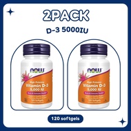 2-Pack NOW Foods Vitamin D-3 5000iu High Potency Softgels for Bone & Joint Support 120 Count