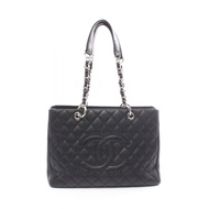 【二手】香奈兒 (Chanel) 絎縫大號購物手提包 GST 黑色魚子醬紋小牛皮（粒面小牛皮）GST 鏈條手提包 女士二手 A