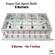 KT 8 Burner Pancake Gas Stove / Dapur Gas Apam Balik 8 Kepala / Dapur Kuih Ban Chan / Stove Apam Balik