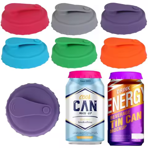 6Colors Silicone Soda Can Lid Reusable Can Stopper for Soda Beer Drinks Juice Coke Beverage Fits Sta