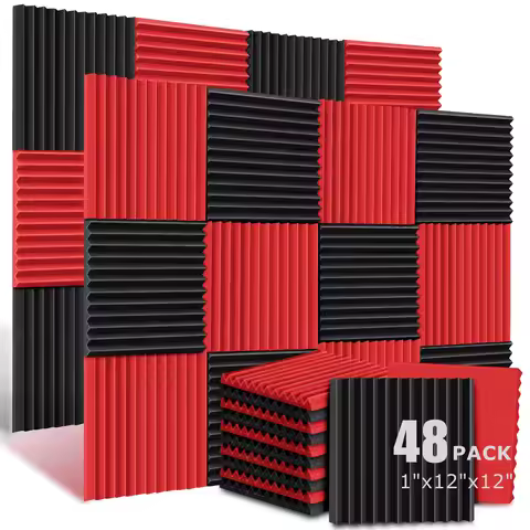 48Pack 1" X 12" X 12" Acoustic Foam Panels Soundproofing Wedge Tiles Studio Foam Panels Sound Insula