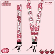 WPHI Style Girl Heart Strawberry Bear Mobile Phone Lanyard Hanging Neck Anti-dropping Chain Universa