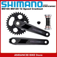 Shimano DEORE FC จาน M6120 M6100จักรยานภูเขา MTB ความเร็ว1X12ขนาด170มม. 175มม. ข้อเหวี่ยง30T 32T อะไ