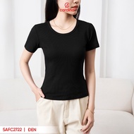 Áo thun nữ CARDINA chất tăm cotton co giãn thoáng mát kiểu dáng cổ tròn basic 5AFC27