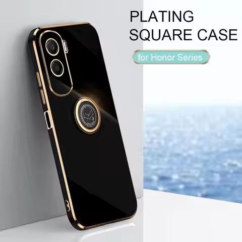 Honor90 90lite Luxury Plating Ring Holder Phone Case For Huawei Honor 90 Lite 5g Pro X50i Silicone S