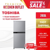 Toshiba 203L Inverter 2 Door Fridge | Ag+ Bio Deodorizer | Chiller Room Cooling | Freezer Room Shelf Slot GR-B22MP