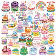 55 pcs Birthday Cakes PET Plastic Transpanrent Waterproof Stickers