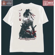 MUSEN Japan Butterfly Demon Samurai - Geisha Print Shirts - Unisex Cotton Black And White T-shirt