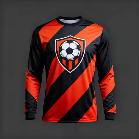 3D Printed Motor Men's Long - Sleeve Soccer Jerseys: Distinctive Designs with Soccer Ball Elements, 