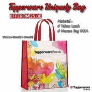 TUPPERWARE UNIQUELY MALAYSIA RED POPPY GARDEN LEAF IT GREEN FOLDABLE GROCERY BAG