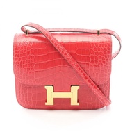 愛馬仕 Constance 3 Mini Rouge coeur 肩背包，鱷魚皮，Lycee 紅色，二手女款