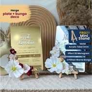 Rectangle Plat Ijab Qabul - Afiya Series: Customizable Acrylic/Wooden Plate | Free Wooden Stand | Ak